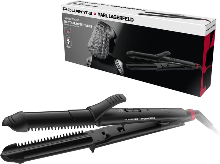 Rowenta Multistyler 3in1 Karl Lagerfeld Konisch CF451L 3-in-1 Multistyler 35 mm: Glätten, Wellen und