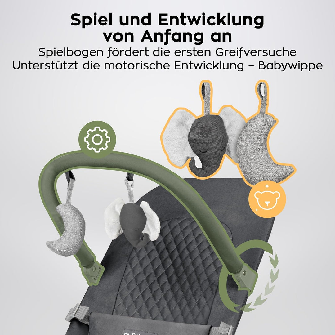 Maximales Gewicht 9 kg - Spielbogen - 3-Punkt-Gurt - Zusammenklappbar - Kompakt und pflegeleicht für