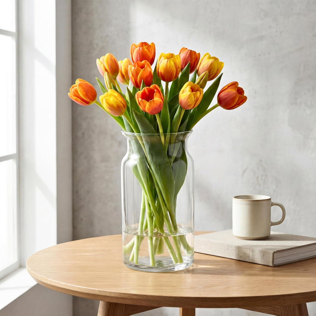 TREND FOR HOME Grosse Glasvase Hoch 29.5 cm Blumenvase Gross Bodenvase Glas Grosse Vase Amaryllis Va