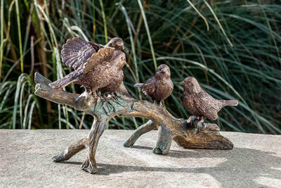 IDYL Bronze-Skulptur Vogel auf AST | 19x19x29 cm | Tierfigur aus Bronze handgefertigt | Gartenskulpt