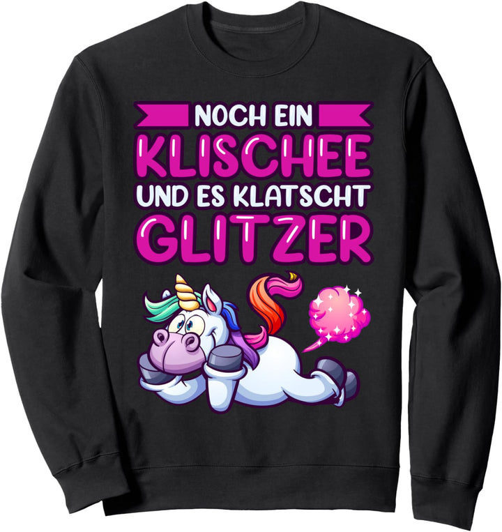 Frauenpower, lustiger Einhorn Glitzer Spruch Damen Sweatshirt
