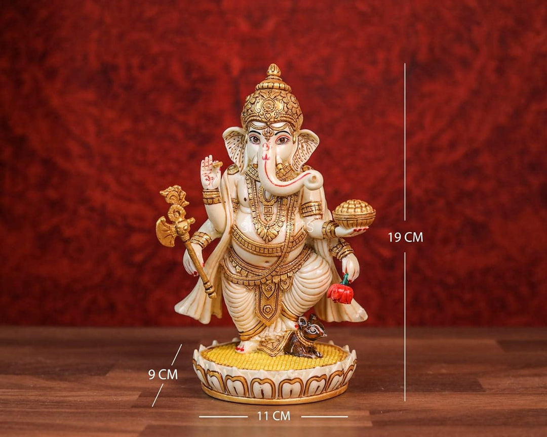 SHIVAJI ARTS Ganesh Statue, Lord Ganesha Statue, 19,1 cm, handgemalte Staubmarmor Ganesha, Ganesh fü