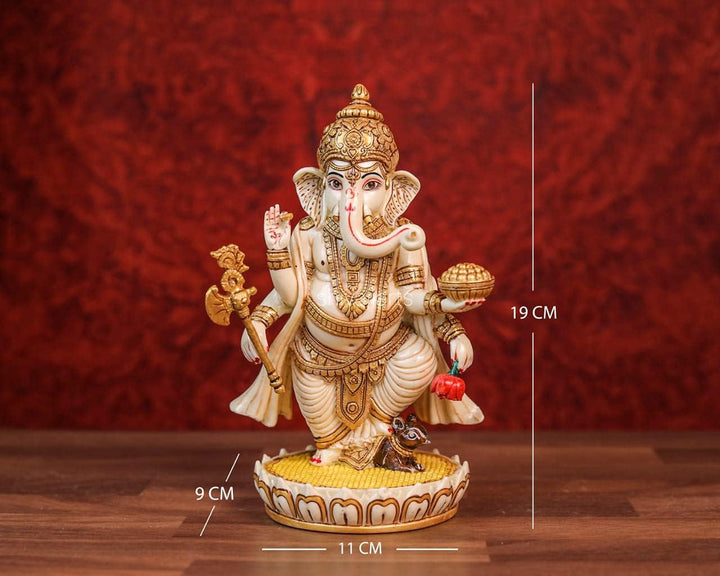 SHIVAJI ARTS Ganesh Statue, Lord Ganesha Statue, 19,1 cm, handgemalte Staubmarmor Ganesha, Ganesh fü