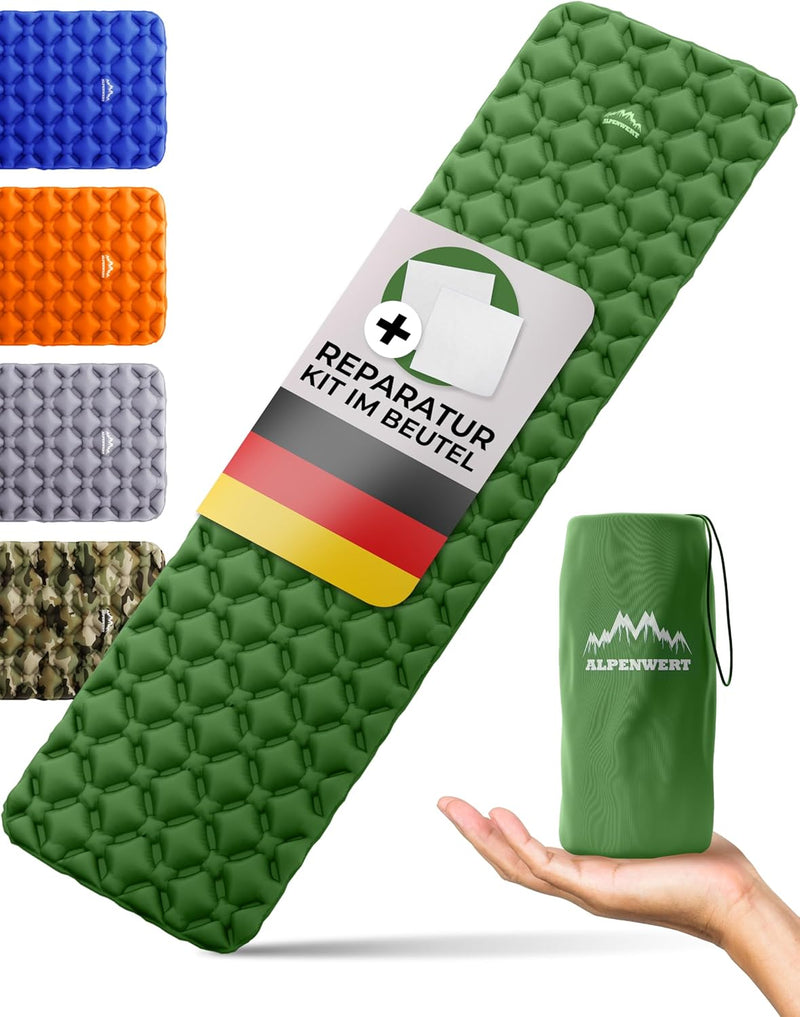 Alpenwert® Isomatte Outdoor [Kleines Packmass & Ultraleicht] Luftmatratze perfekt für Camping, Wande