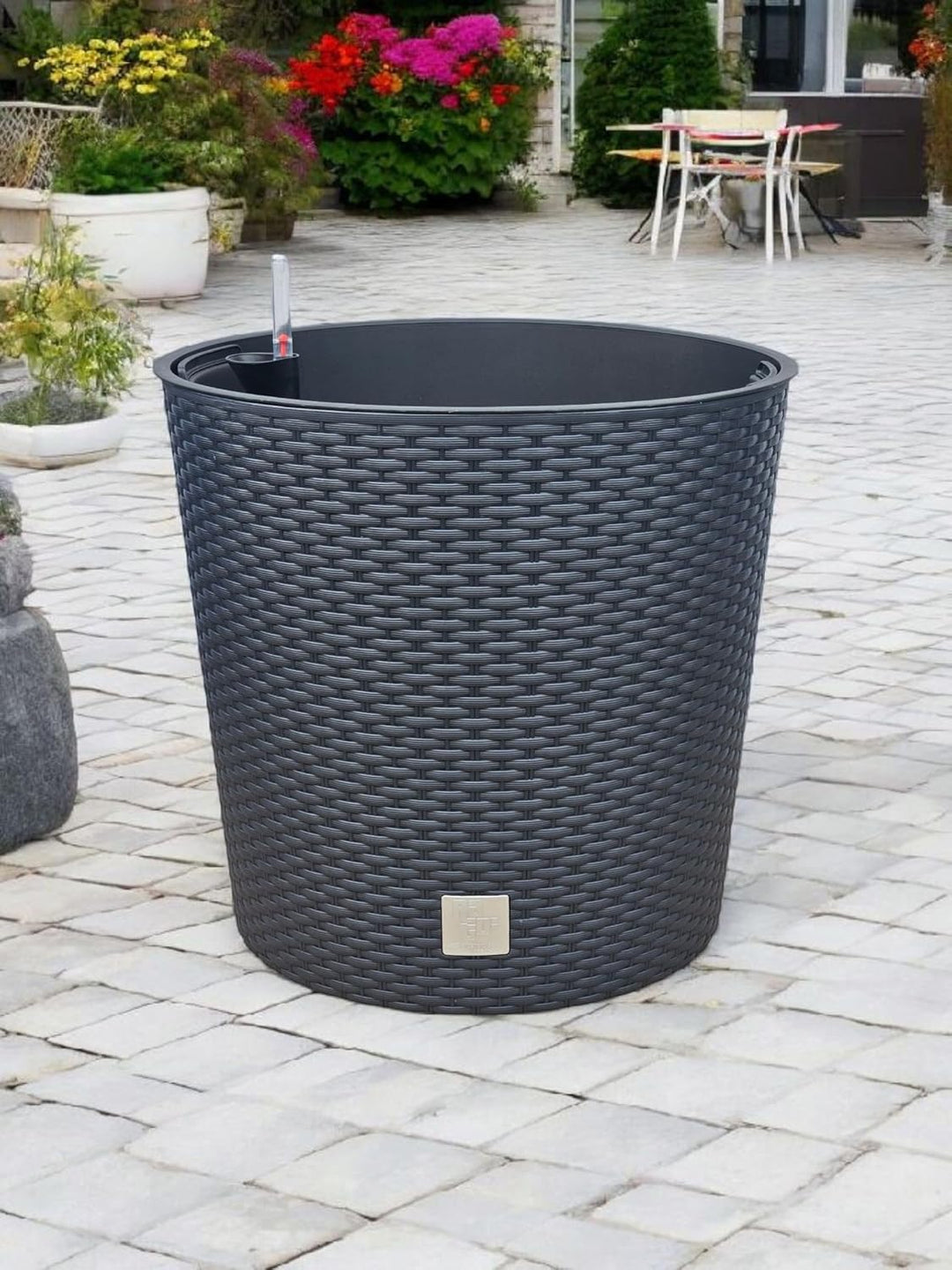 HappyFlower MultiProject Blumentopf Pflanzkübel inkl. Einsatz rund Rattan-Optik 4 Grössen 4 Farben Ü