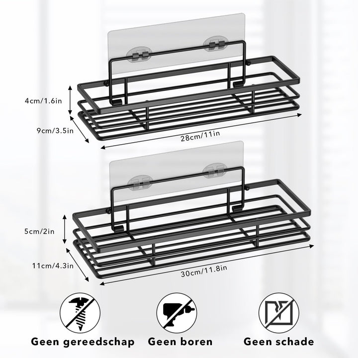 saffruff Duschablage Ohne Bohren 2 Stück Duschregal Duschkorb Badezimmer Organizer, Regal Badregal S