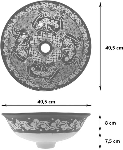Juanetta - Waschbecken aus Mexiko - Cerames | Aufsatzwaschbecken 40,5 cm x 15 cm | Waschschale für B