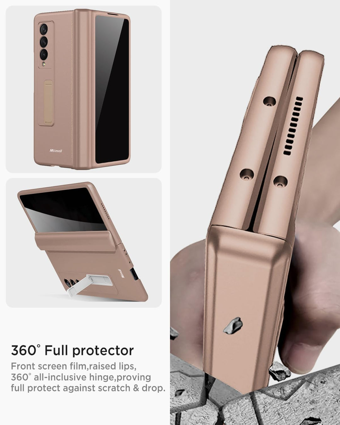 Miimall Kompatibel mit Samsung Galaxy Z Fold 3 Hülle mit Displayschutz Anti-Peeping+Magnetischer Sch