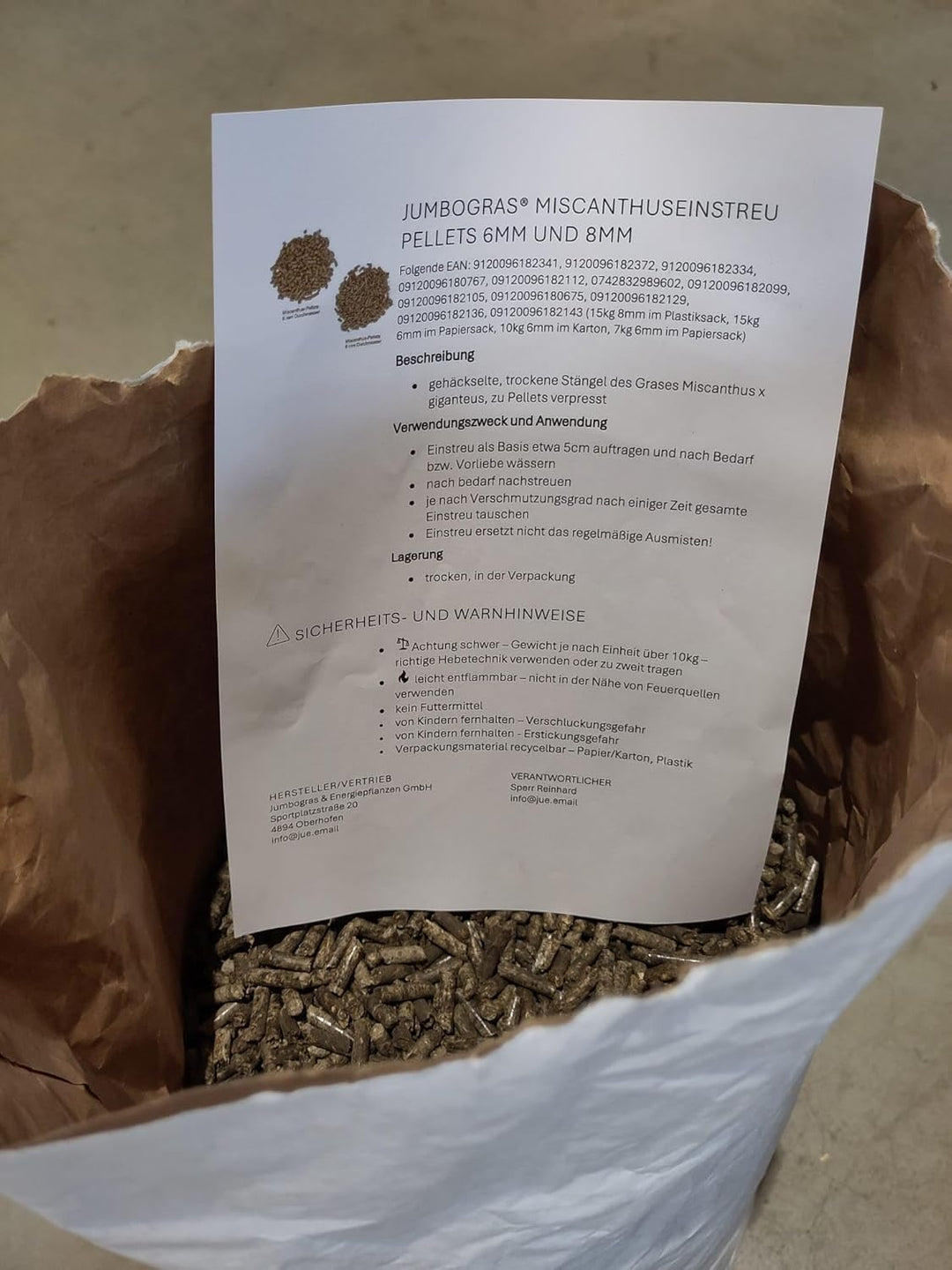Jumbogras Kleintier-Einstreu Pellets aus Miscanthus/Elefantengras für Hasen Kaninchen Maus Vogel Mee