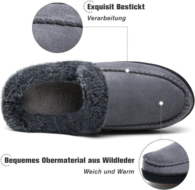 Mishansha Damen Winter Rutschfest Warme Hausschuhe Memory Foam Plüsch Pantoffeln, Gr.36-43 37 EU Str