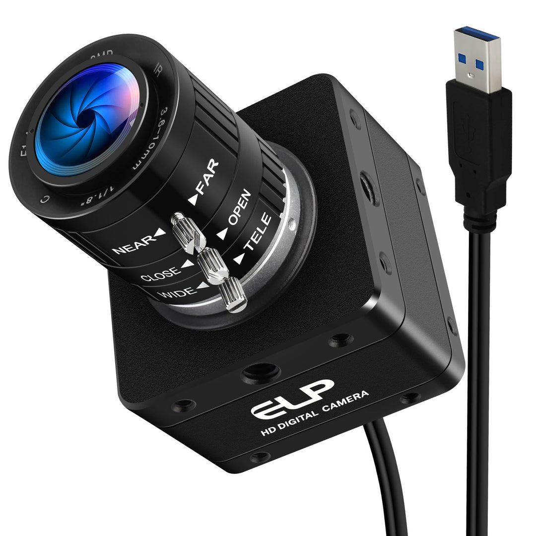ELP USB 3.0 Webcam (60 fps),4K IMX678 Industriekamera für schlechte Lichtverhältnisse,3,6–10 mm 3-Fa