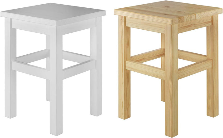 Erst-Holz Holzhocker Massivholzsitz ohne Lehne in Kiefer massiv Natur oder weiss V-90.71-41, Holzart