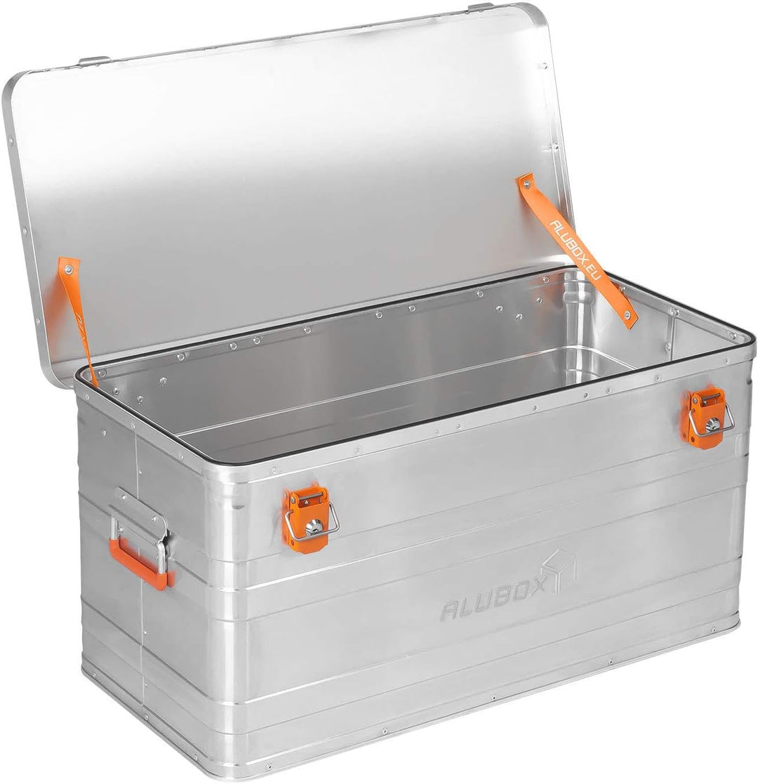 ALUBOX B90 - Aluminium Transportbox 90 Liter Alukiste mit Gummidichtung - Inhalt vor Staub und Sprit