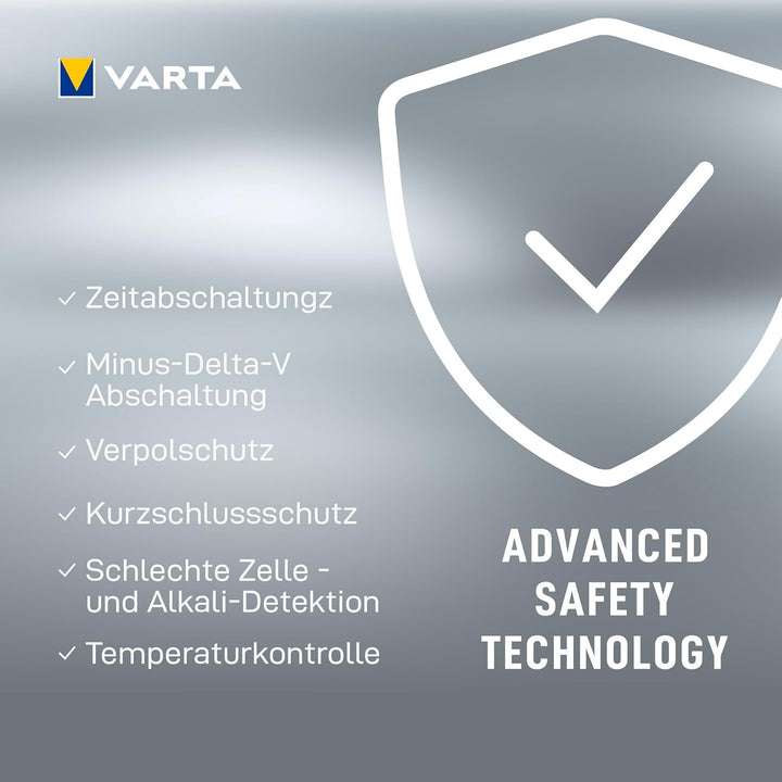 VARTA Akku Ladegerät, inkl. 4x AA 2100mAh, Batterieladegerät für wiederaufladbare AA/AAA, LCD Smart