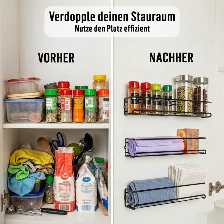 Deco haus® Gewürzregal Wand ohne Bohren - Gewürzregal Hängend 4er Set - Gewürzregale Ohne Bohren Sch