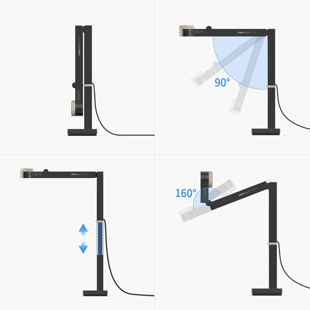 CZUR 12MP USB-Dokumentenkamera 4K Auflösung, Visualizer mit Dual-Auto-Fokus, 60FPS, A3-Format, LED L