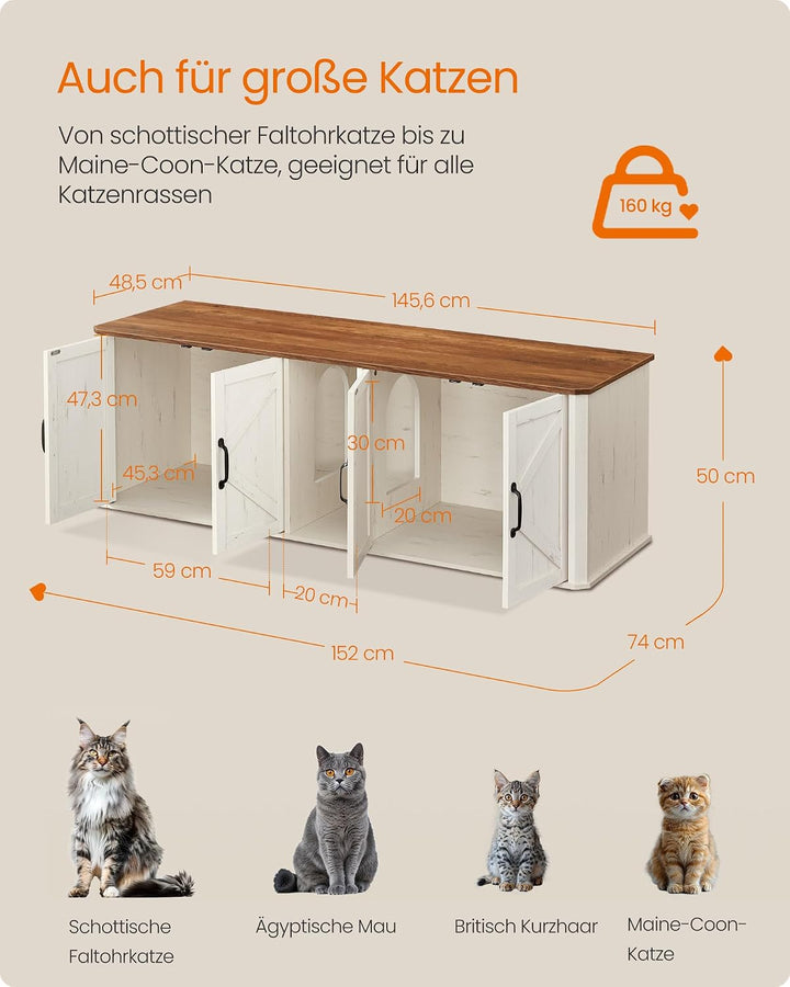 Feandrea Katzenklo-Schrank, Moderne Katzentoilette, Katzenhaus, Vordereingang, Beistelltisch, TV-Sch