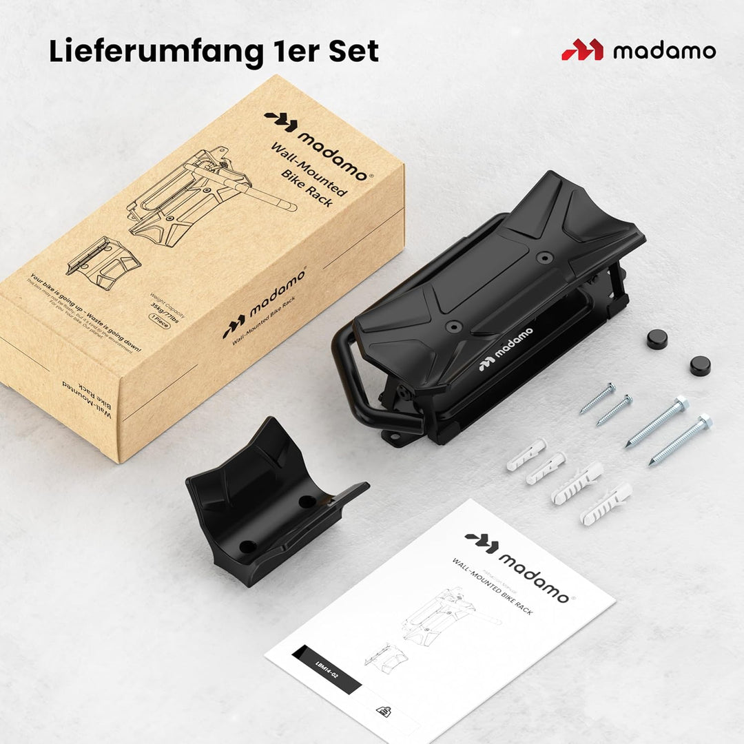 MADAMO Fahrrad Wandhalterung Schwenkbar - Platzsparende Fahrradaufhängung Wand - Bike Wall Mount für