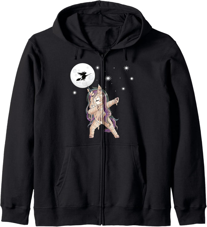 Kinder Halloween Mumie dabbing Einhorn mit Hexe Kapuzenjacke