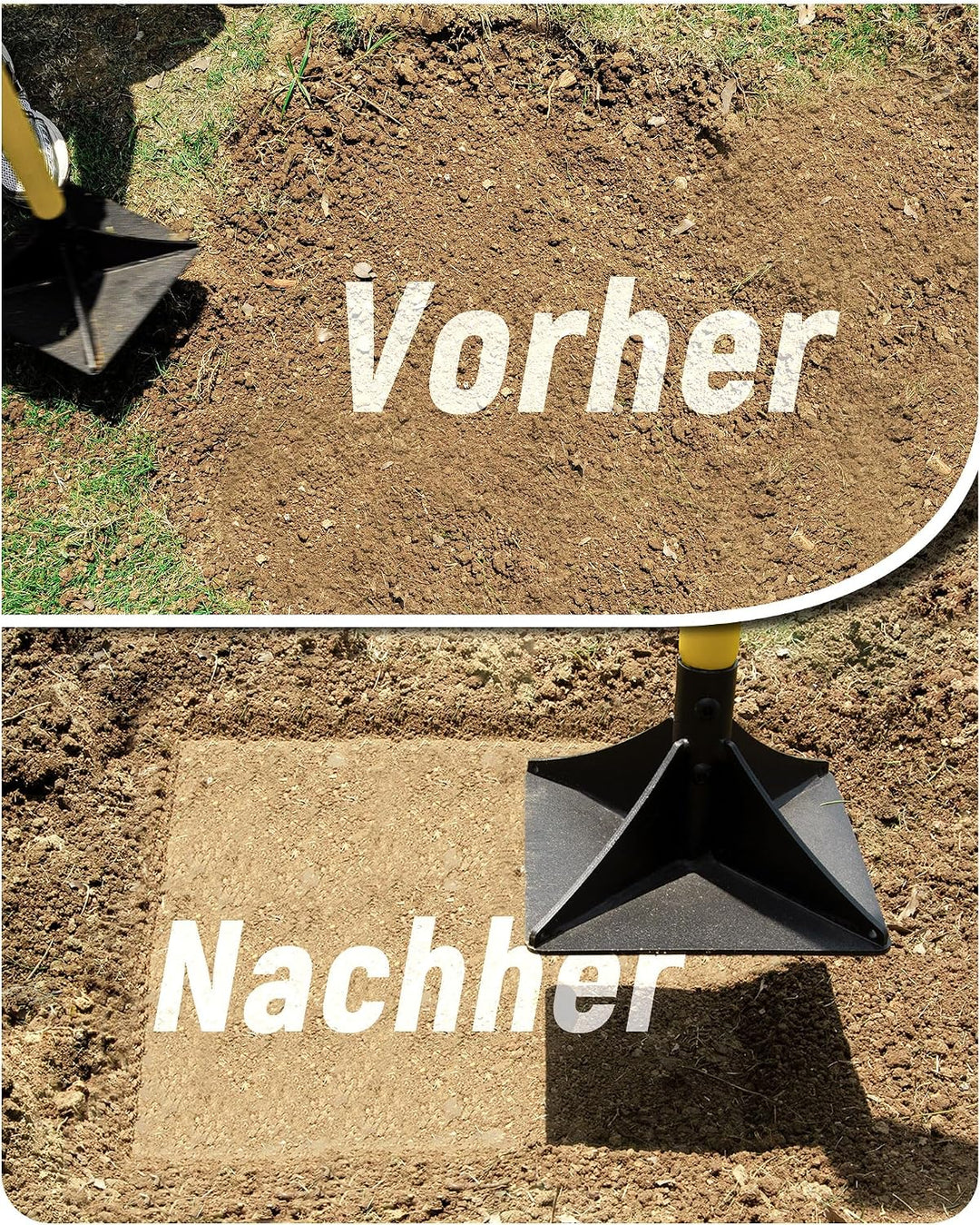 Stahlstampfer 25,5 x 25,5 cm, Schwerlast-Handwerkzeug zum Verdichten, Ideal für das Nivellieren von