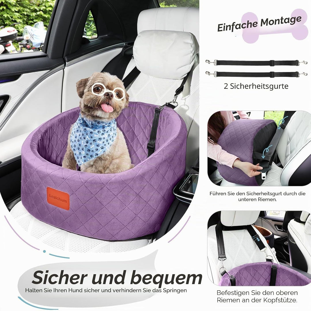 Hunde-Autositz, bequemer Haustier-Autositz mit Sicherheitsleinen zum Anklippen, waschbares Reise-Aut