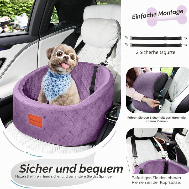 Hunde-Autositz, bequemer Haustier-Autositz mit Sicherheitsleinen zum Anklippen, waschbares Reise-Aut
