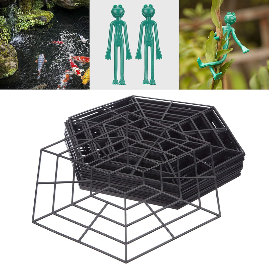 Katai Teichschutznetz aus Kunststoff, schwimmender Reiherschreck, komplett mit 2 Gartenpflanzenbände