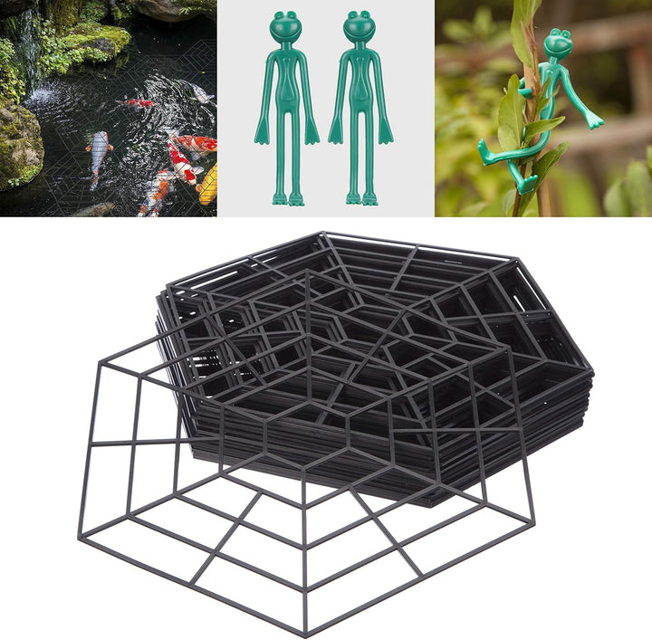 Katai Teichschutznetz aus Kunststoff, schwimmender Reiherschreck, komplett mit 2 Gartenpflanzenbände