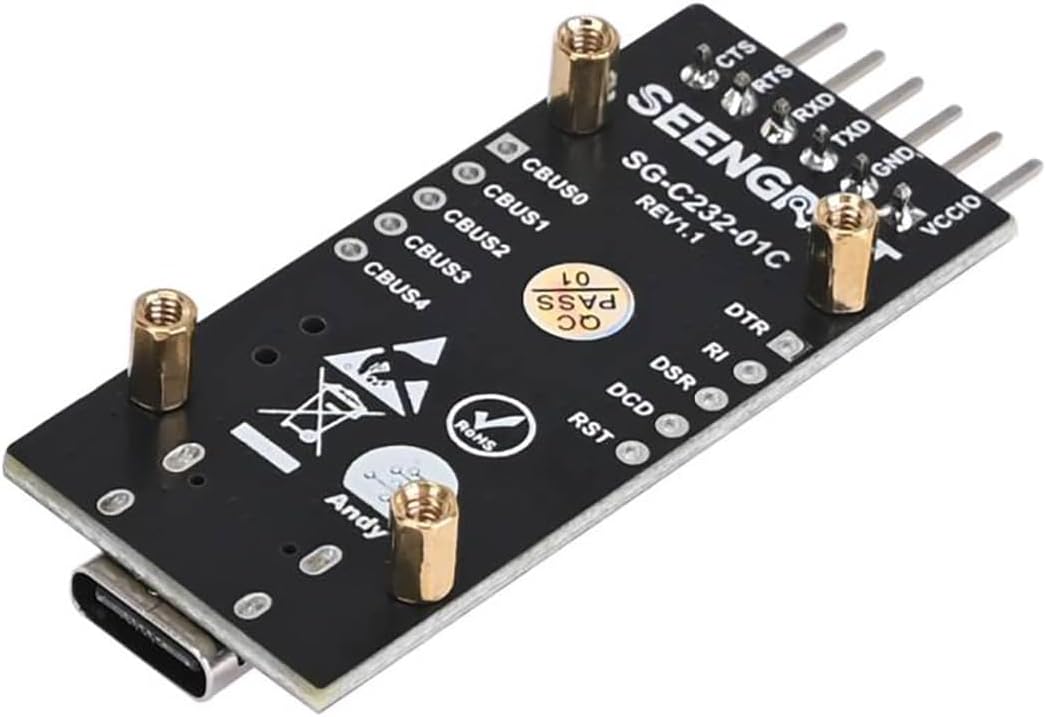 FT232RL USB-C to Serial Converter - USB 2.0 Type-C Adapter with Driver-Free Plug & Play, TTL 3.3V/5V