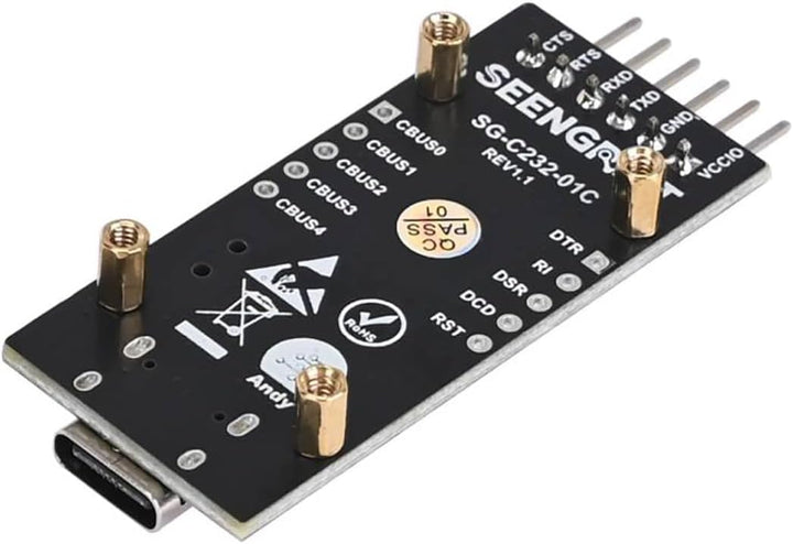 FT232RL USB-C to Serial Converter - USB 2.0 Type-C Adapter with Driver-Free Plug & Play, TTL 3.3V/5V