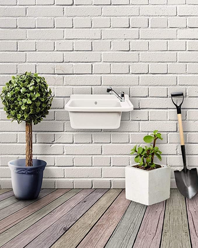 VBChome Ausgussbecken mit Armatur 50 x 34 cm Spülbecken Waschtrog mit Überlauf Waschbecken für Gewer