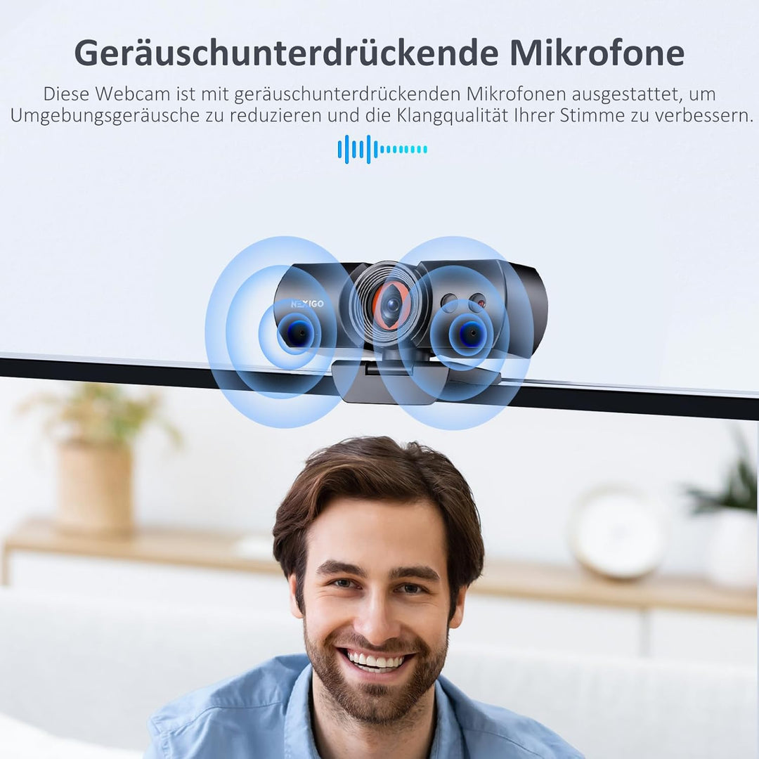 NexiGo HelloCam, 1080p Webcam mit Windows Hello und Mikrofon, Echter Datenschutz mit Automatischem A