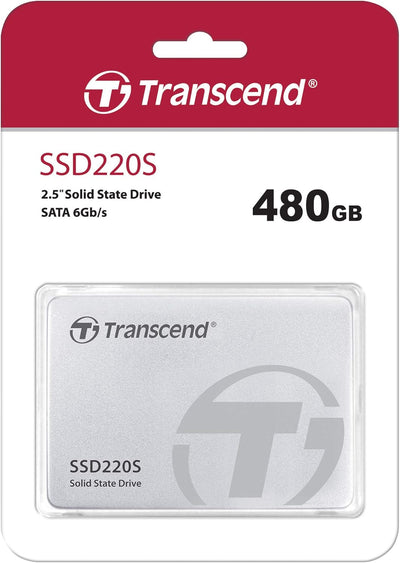 Transcend 480GB SATA III 6Gb/s SSD220S 2.5” SSD TS480GSSD220S 480GB Standardverpackung, 480GB Standa