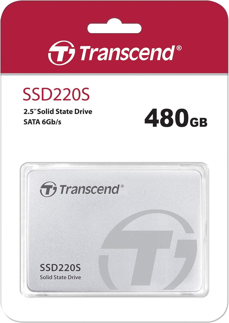Transcend 480GB SATA III 6Gb/s SSD220S 2.5” SSD TS480GSSD220S 480GB Standardverpackung, 480GB Standa