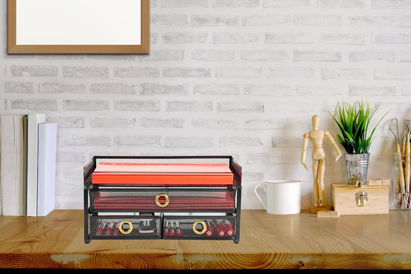 Ameco Schreibtisch-Organizer mit drei Schubladen und einem Regal Eleganter Loft-Stil Ordnung auf dem