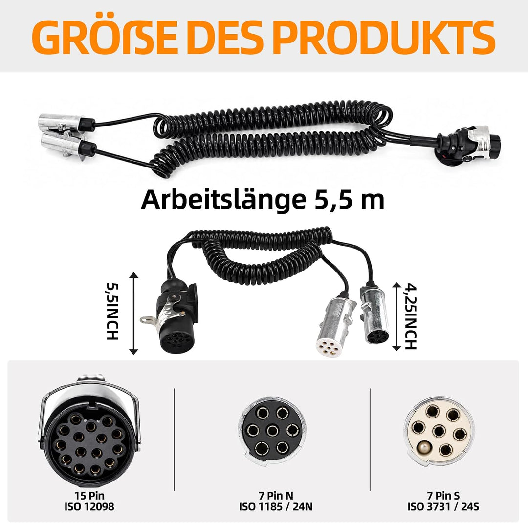15-polig auf 2X 7-polig Adapter Elektrowendel 24V