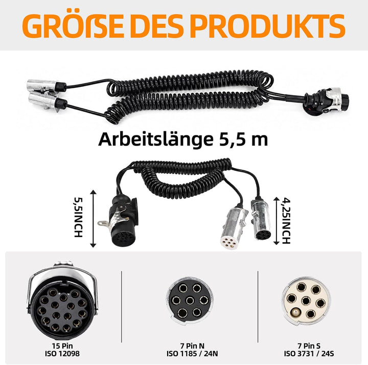 15-polig auf 2X 7-polig Adapter Elektrowendel 24V
