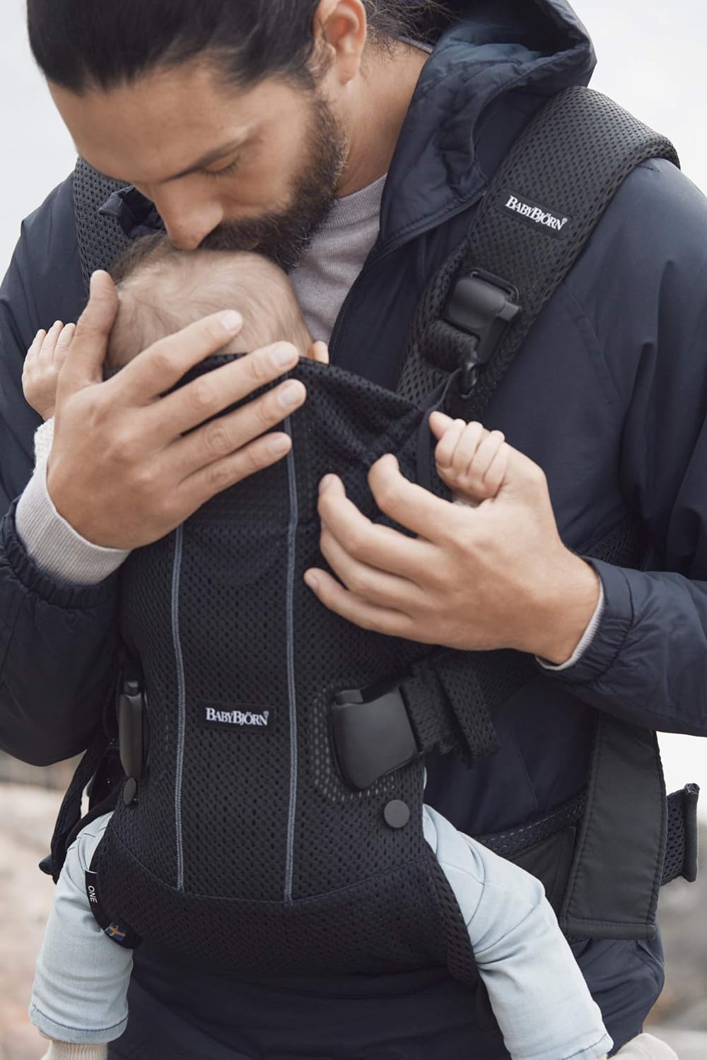 BabyBjörn Babytrage One Air, 3D-Netzstoff, Schwarz 3D-Netzstoff Schwarz, 3D-Netzstoff Schwarz