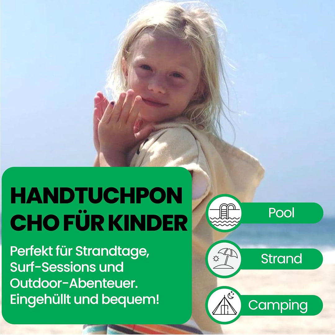 COR Surf Kinder Handtuch Poncho - Weicher, schnell trocknender Bade Poncho aus Mikrofaser, Kapuzenha