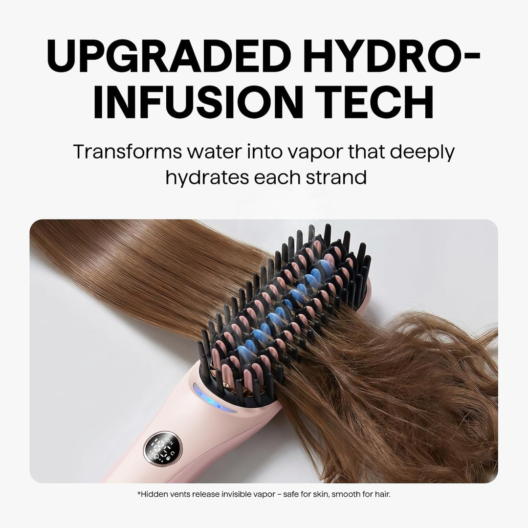 Wavytalk Glättbürste Steambrush Pro, 4-in-1 Dampf Haarglätter Bürste mit ionen technologie, doppelte