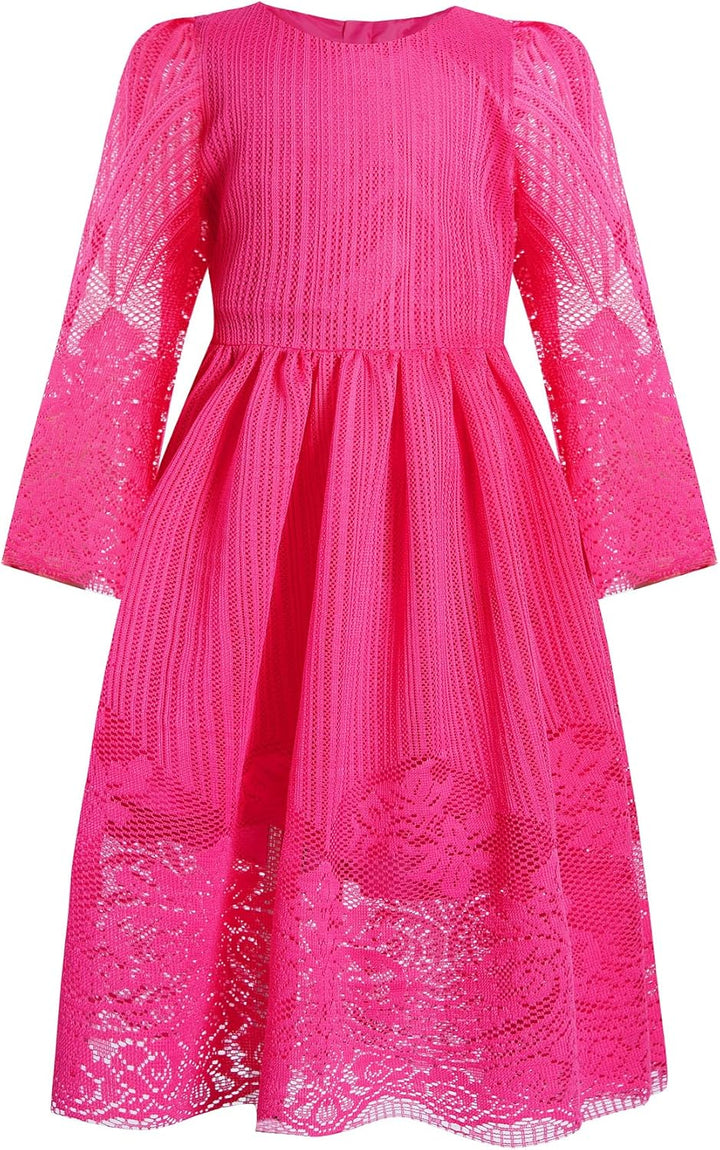 BONNY BILLY Mädchen Kleider Vintage Spitze Tüll Festlich Hochzeit Lang Abendkleid Ballkleid Partykle