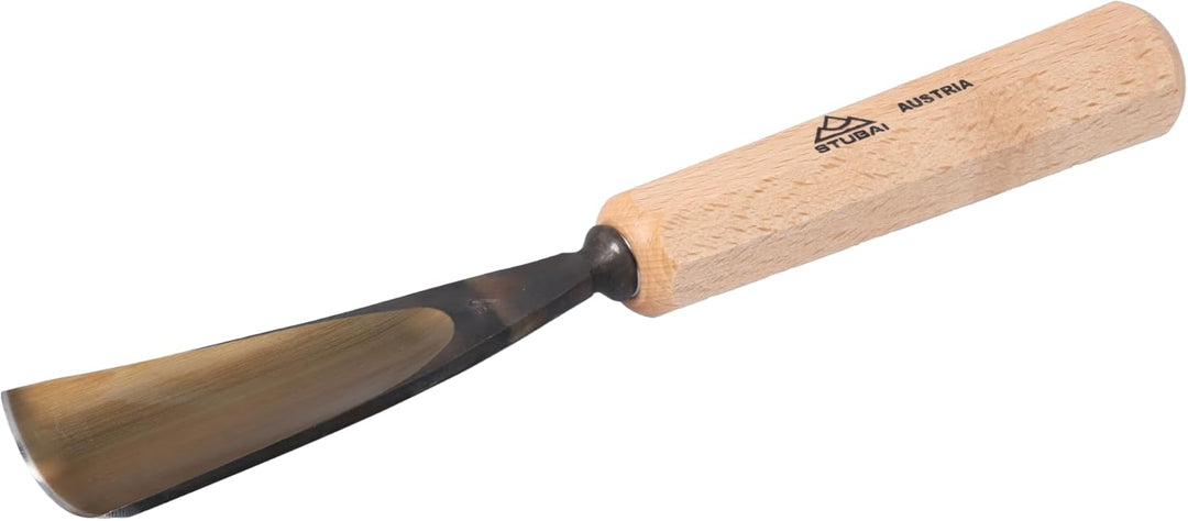 STUBAI Stemmeisen Stechbeitel Serie 52 - Form 7 | Gerades Hohleisen - 40 mm, mit Holzgriff, für Figu