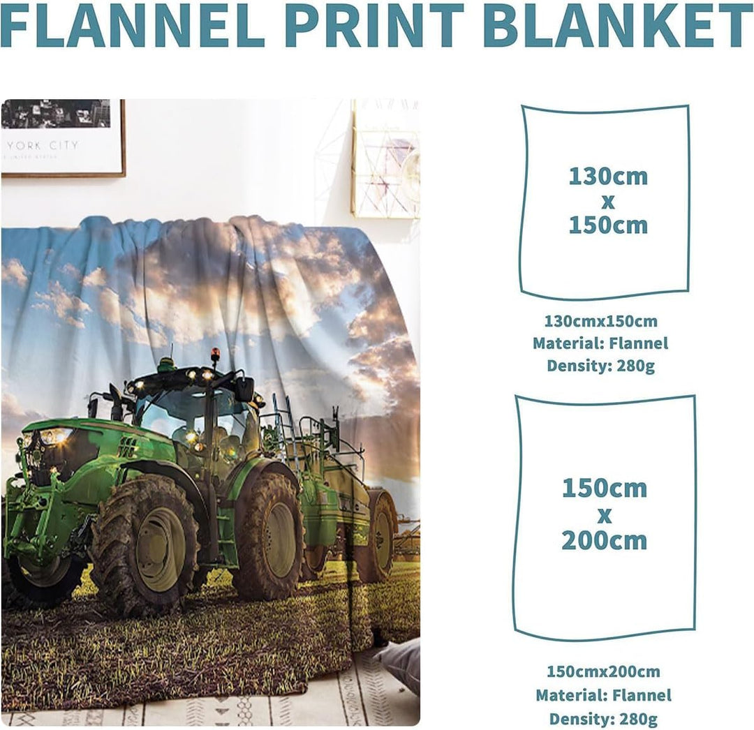 Traktor Decke, Farm Theme Flanelldecke, Für Kinder Jungen Erwachsene, Weiche Warme 130x150cm (Cloud-