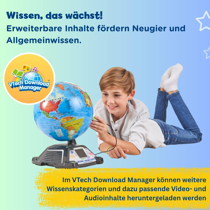 VTech Interaktiver Videoglobus – Weltkugel mit Bildschirm, akustischen und visuellen Lerninhalten (d