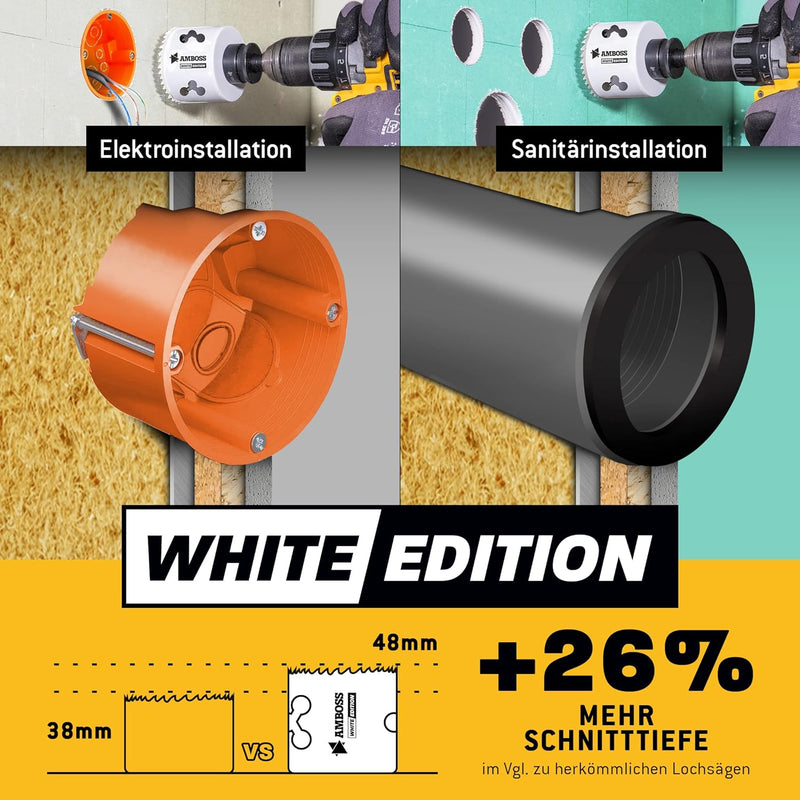 Amboss M 42 Bi-Metall Lochsägen Set Ø 19-83 mm (17-teilig) / Für Aluminium, Stahl, Gipskarton, Holz
