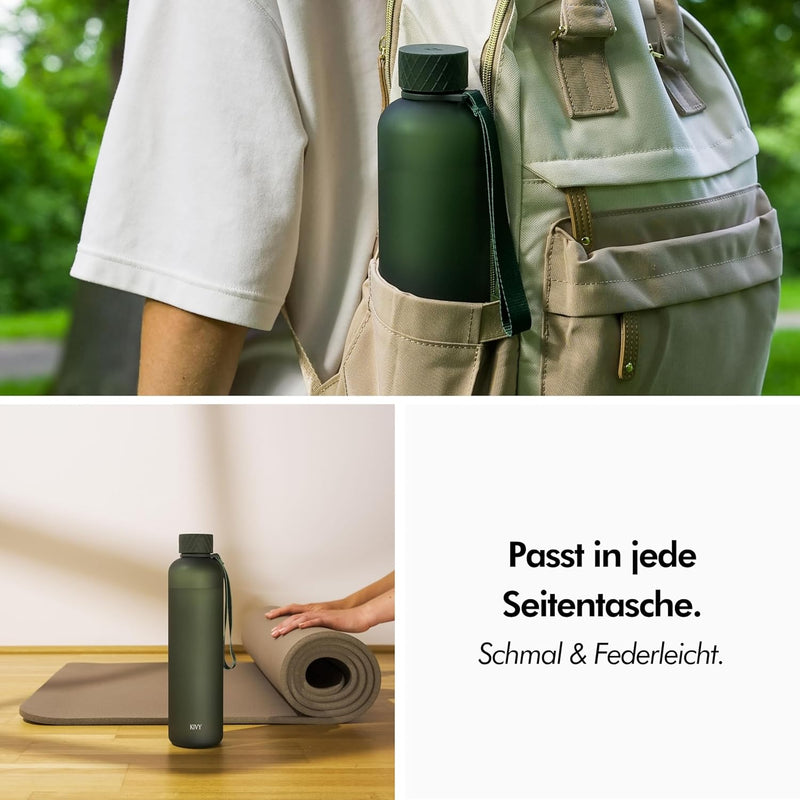 KIVY Trinkflasche 1l - Kohlensäure geeignet & Auslaufsicher - Für Sport, Schule & Büro - Sport Trink