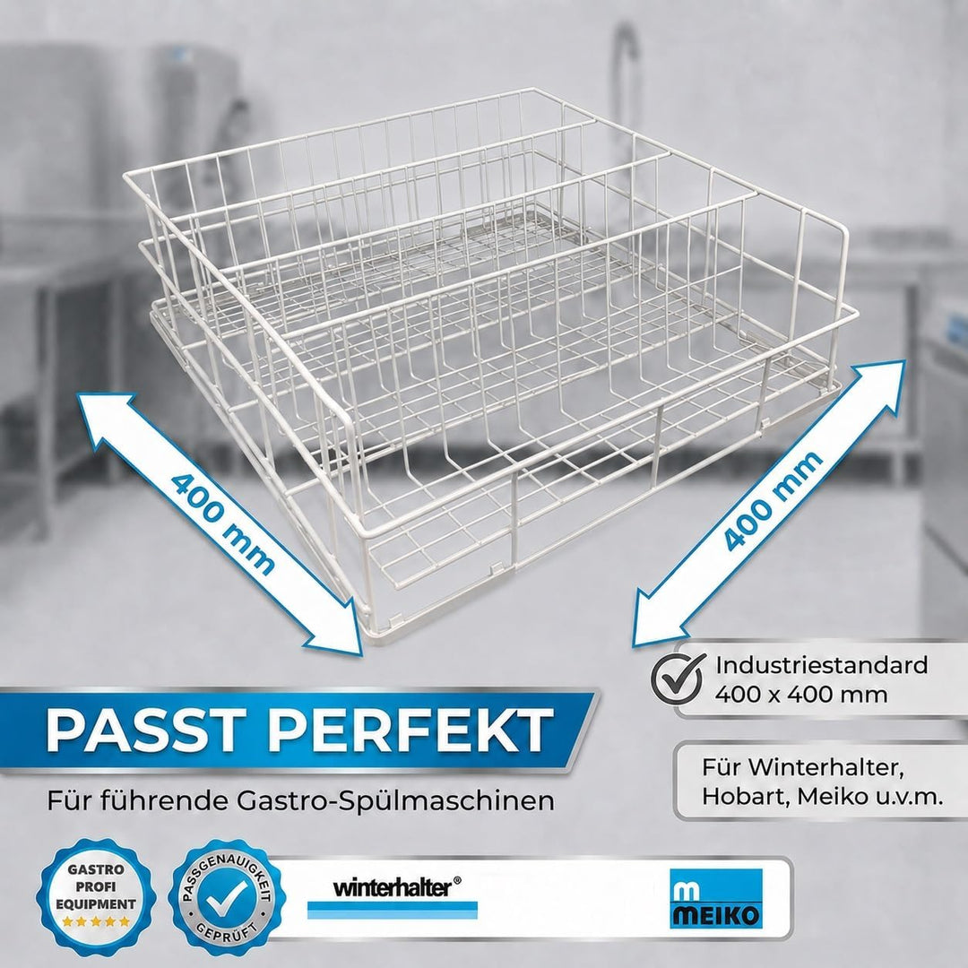 Gläserspülkorb Drahtgitterkorb 400x400 mm - 4 Reihen | Made in EU | Gläserkorb für Gastronomie | Pro
