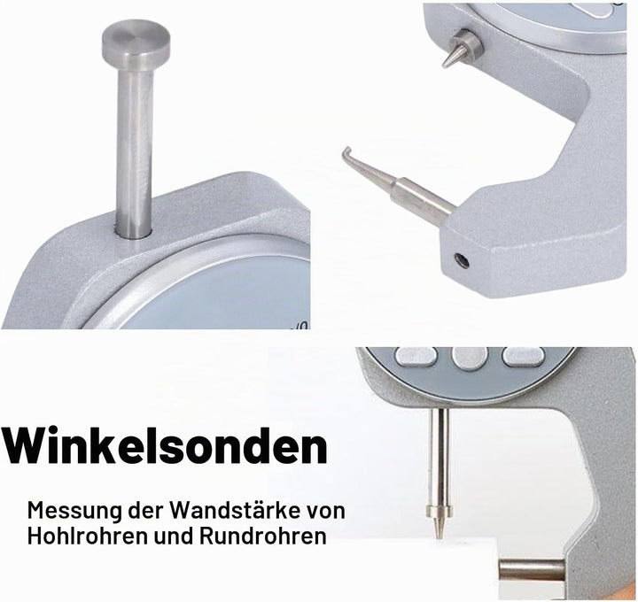 LiebeWH Dickenmesser 0-20 mm Bereich LCD-Digitalanzeige Kleine Mikrometerschraube mit Gebogener Spit
