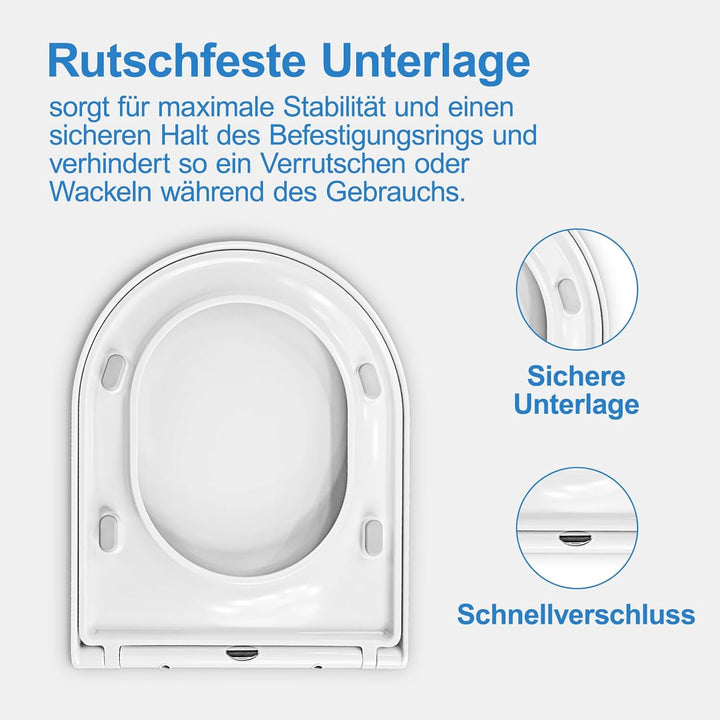 Toilettendeckel mit Absenkautomatik,Urea-Duroplast WC Sitz Quick-Release Funktion zur Einfachen Rein