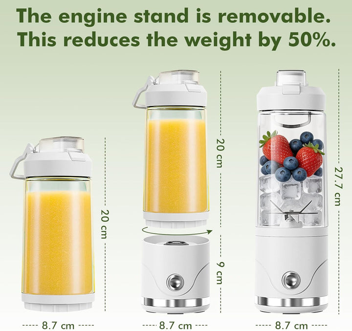 Tragbarer Mixer und Smoothie-Maker, 650ml Elektrischer Mixer Smoothie Maker, 2 Mixmodi und 4000 mAh